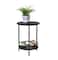 Honey Can Do Black 2-Tier Round Side Table